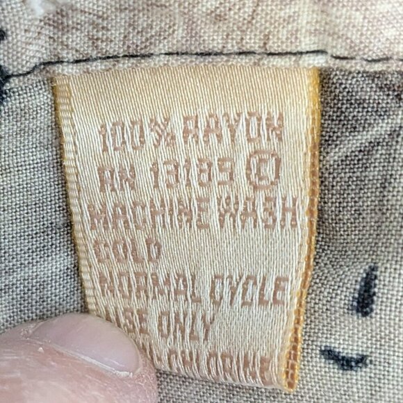 CAMPIA MODA Tan Beige Brown Short Sleeve Tropical Button Shirt; Size XXL - Picture 5 of 5